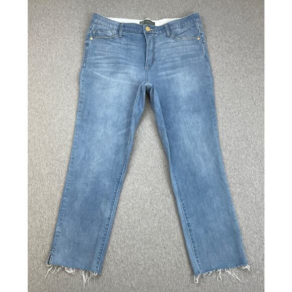 Wit & Wisdom Denim - WIT& WISDOM Jeans Womens 12 Blue Cotton Blend Stretch Raw Hem Classic Skinny